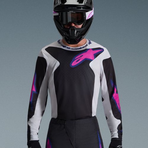 CAMISETA ALPINESTARS FLUID GRID NEGRO GRIS PURPURA