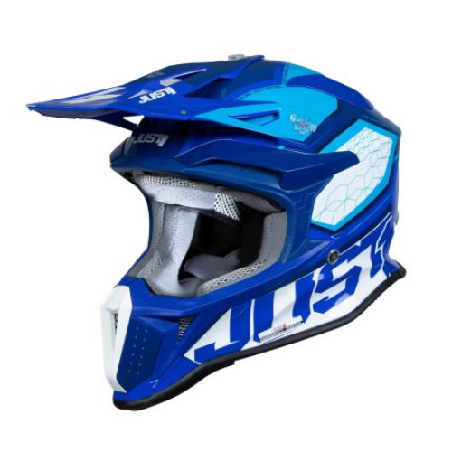 CASCO JUST1 J-18 F HEXA AZUL BLANCO