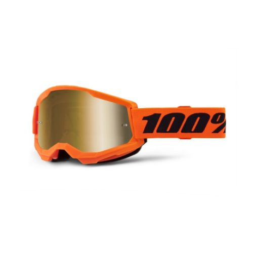 GAFAS 100% STRATA 2 M2 NARANJA LENTE ESPEJO ORO