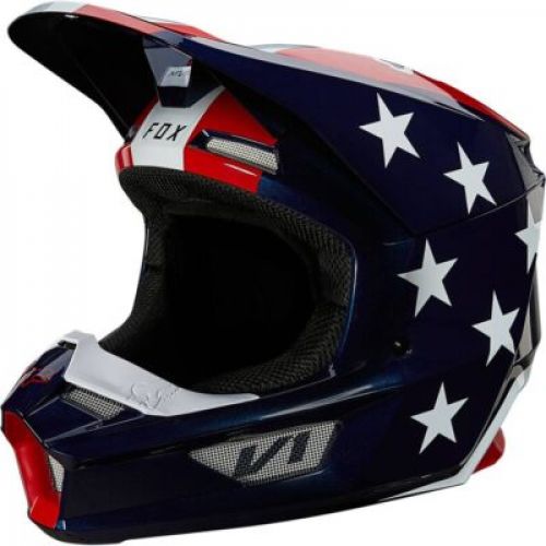 CASCO FOX V1 ULTRA BLANCO/ROJO/AZUL