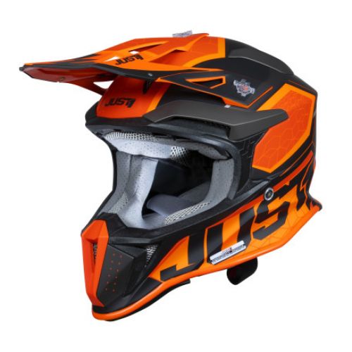 CASCO JUST1 J-18 F HEXA NARANJA/NEGRO/TITANIO
