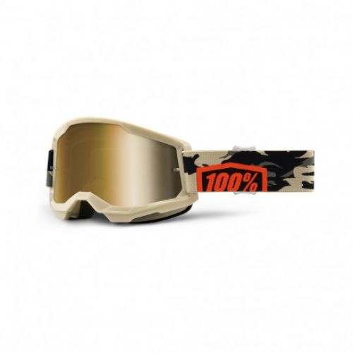 GAFAS 100% STRATA 2 KOMBAT LENTE ESPEJO ORO