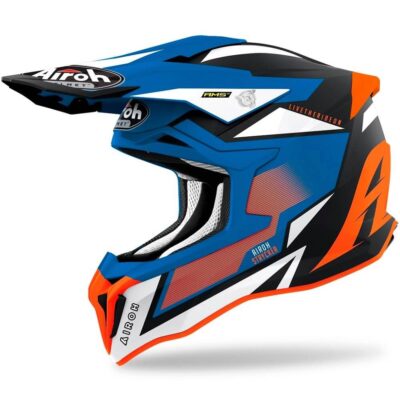 Casco Airoh Strycker Axe Naranja Azul Mate