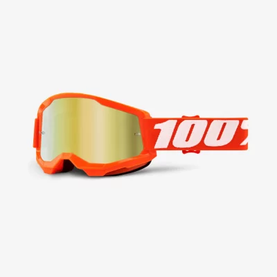 GAFAS 100% STRATA 2 NARANJA LENTE ESPEJO ORO