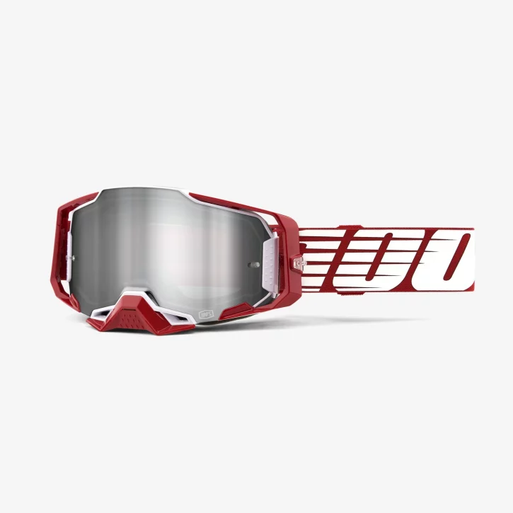 GAFAS 100% ARMEGA OVERSIZED DEEP RED LENTE ESPEJO PLATA