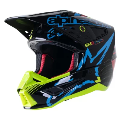 CASCO ALPINESTARS SM5 ACTION NEGRO CIAN AMARILLO FLUOR 01