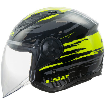 CASCO LS2 OF616 AIRFLOW II BRUSH NEGRO AMARILLO BRILLO