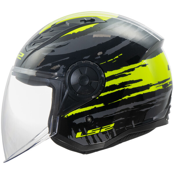 CASCO LS2 OF616 AIRFLOW II BRUSH NEGRO AMARILLO BRILLO
