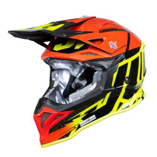 CASCO JUST1 J-39 POSEIDON FLUOR NEGRO ROJO