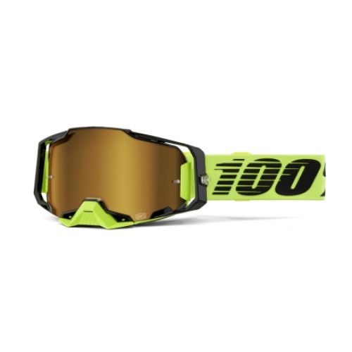 GAFAS 100% ARMEGA M2 AMARILLO NEON LENTE ESPEJO ORO