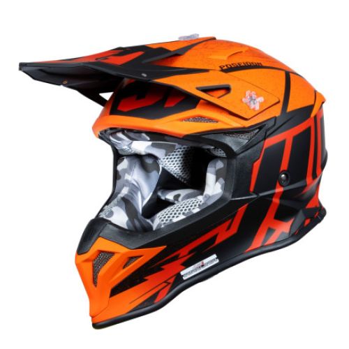 CASCO JUST1 J-39 POSEIDON NARANJA NEGRO ROJO