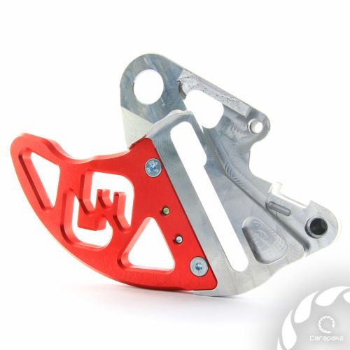 PROTECTOR DE DISCO FRENO GAS GAS/KTM/HUSQV CARAPAKS PLATA/ROJO