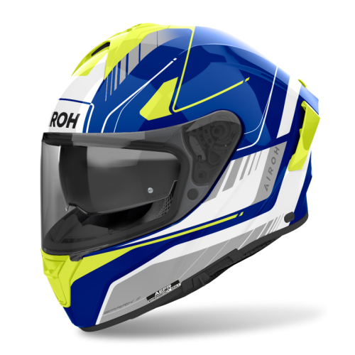 CASCO AIROH SPARK 2 CHRONO AZUL AMARILLO BRILLO