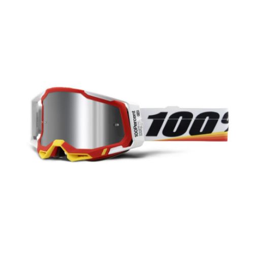 GAFAS 100% RACECRAFT 2 ARSHAM ROJO LENTE ESPEJO PLATA