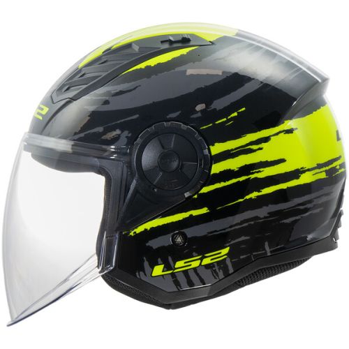 CASCO LS2 OF616 AIRFLOW II BRUSH NEGRO AMARILLO BRILLO