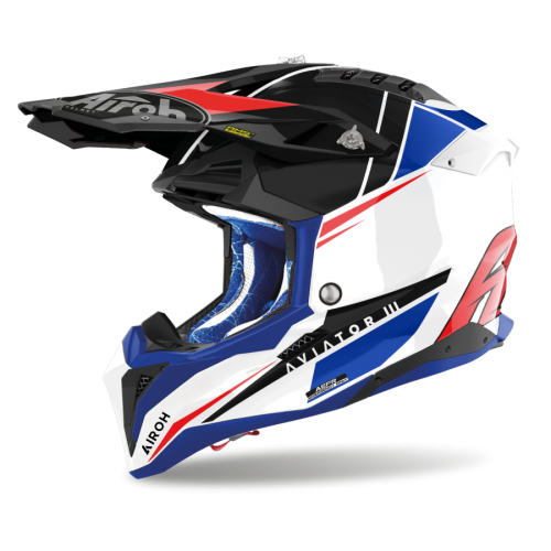 CASCO AIROH AVIATOR 3 PUSH AZUL/ROJO BRILLO