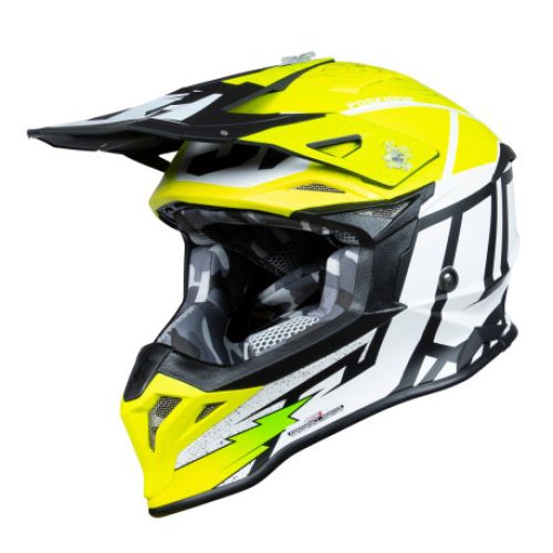 CASCO JUST1 J-39 POSEIDON FLUOR NEGRO BLANCO